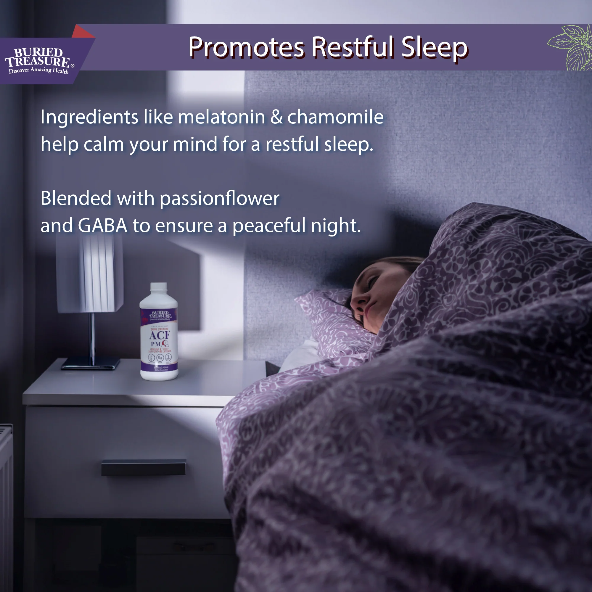 Buried Treasure Liquid Nutrients®  ACF PM Extra Strength – Liquid Sleep Support Supplement with Melatonin & Botanicals - Image 4