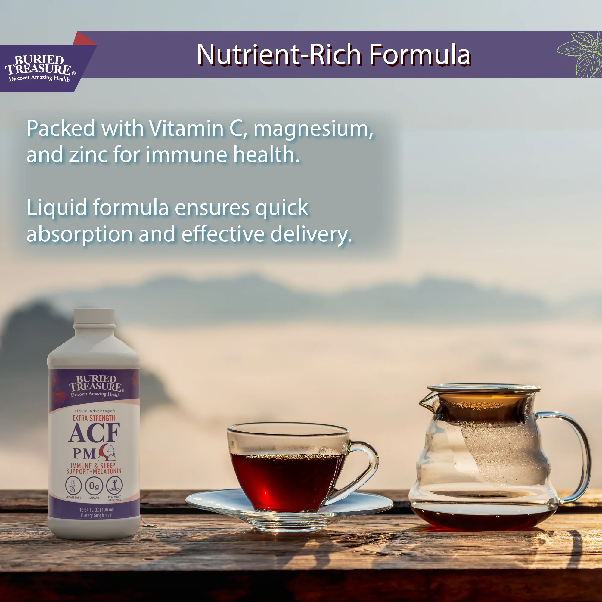 Buried Treasure Liquid Nutrients®  ACF PM Extra Strength – Liquid Sleep Support Supplement with Melatonin & Botanicals - Image 6