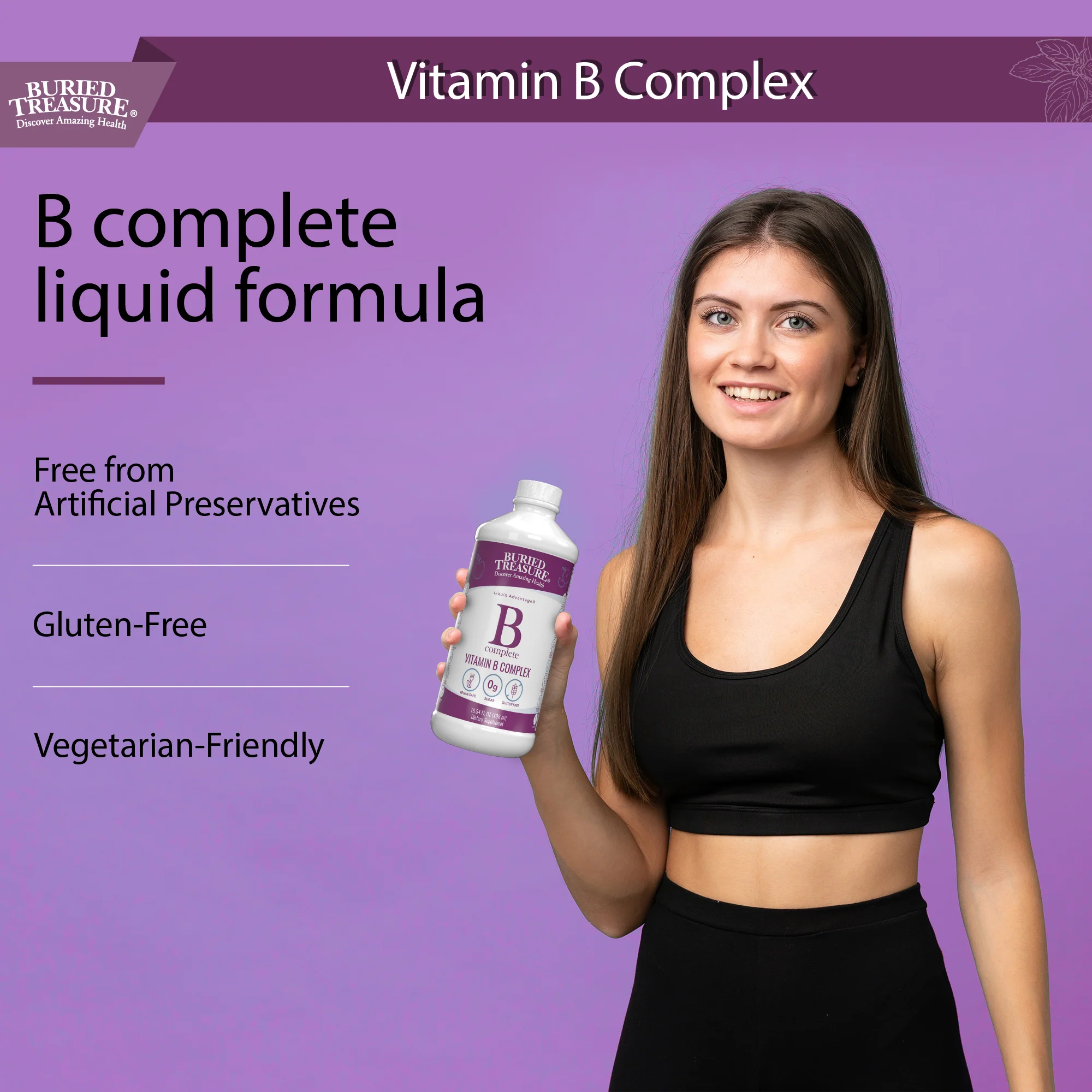 B Complex–Complete Daily B Vitamin Supplement, 16 fl oz - Image 6