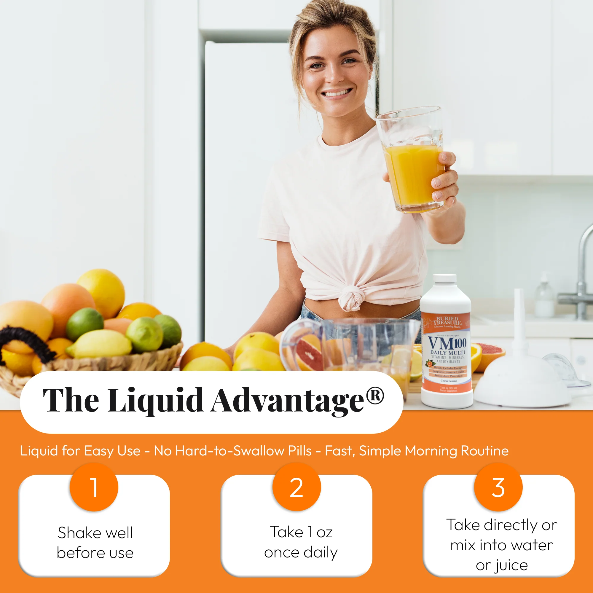 VM100 Liquid Multivitamin and Multimineral Daily Supplement - 100+ Nutrients with Vitamins, Minerals, Antioxidants, and Superfoods - 32 oz - Image 4