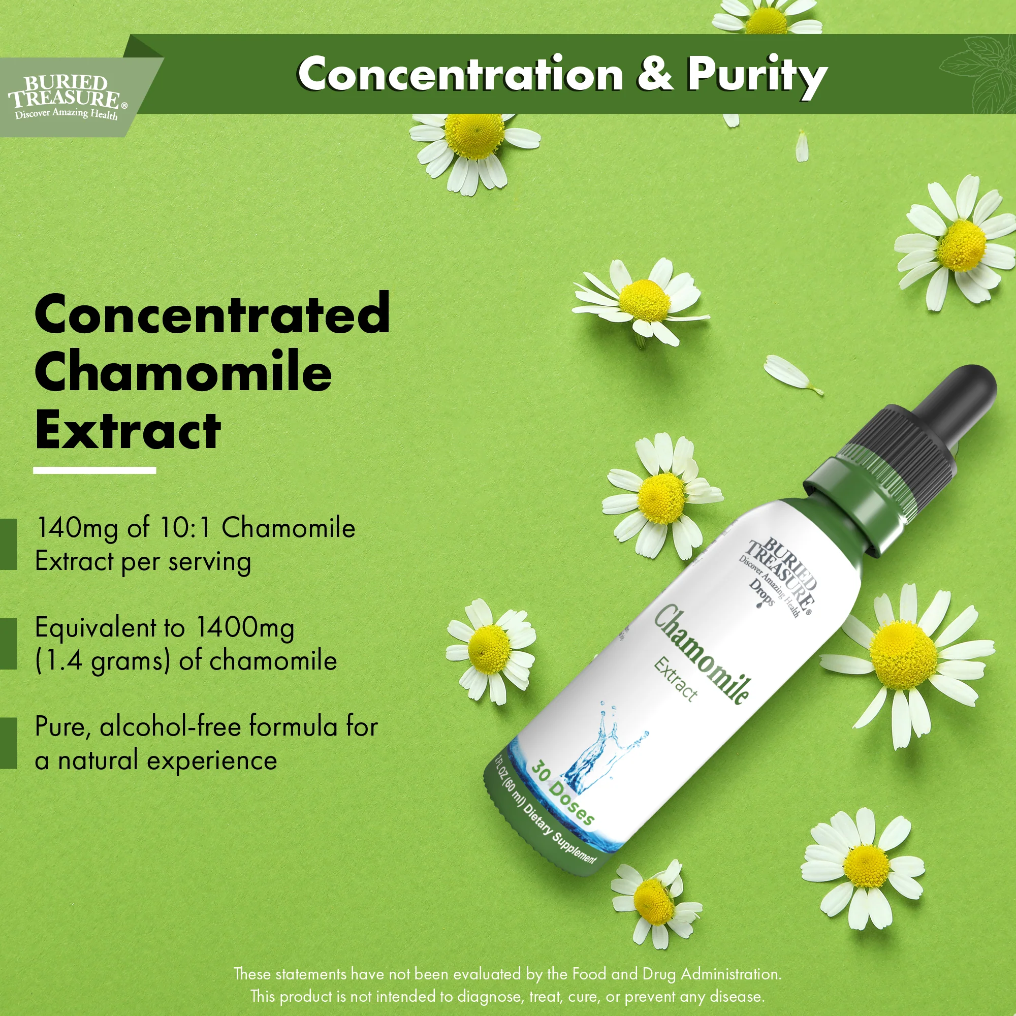 Buried Treasure Liquid Nutrients Chamomile Extract Drops, Alcohol-Free, 2 oz (30 Servings) - Image 3