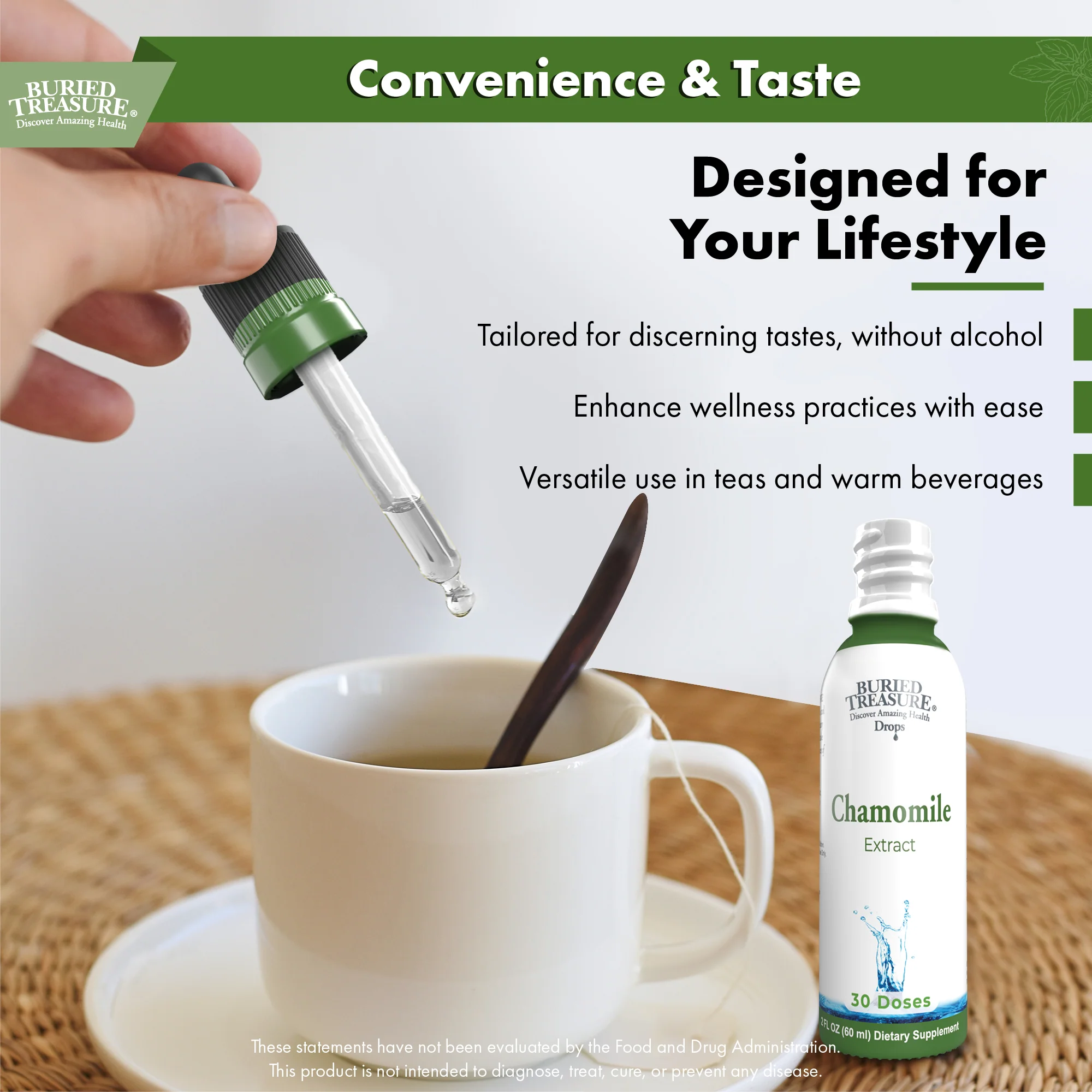 Buried Treasure Liquid Nutrients Chamomile Extract Drops, Alcohol-Free, 2 oz (30 Servings) - Image 5