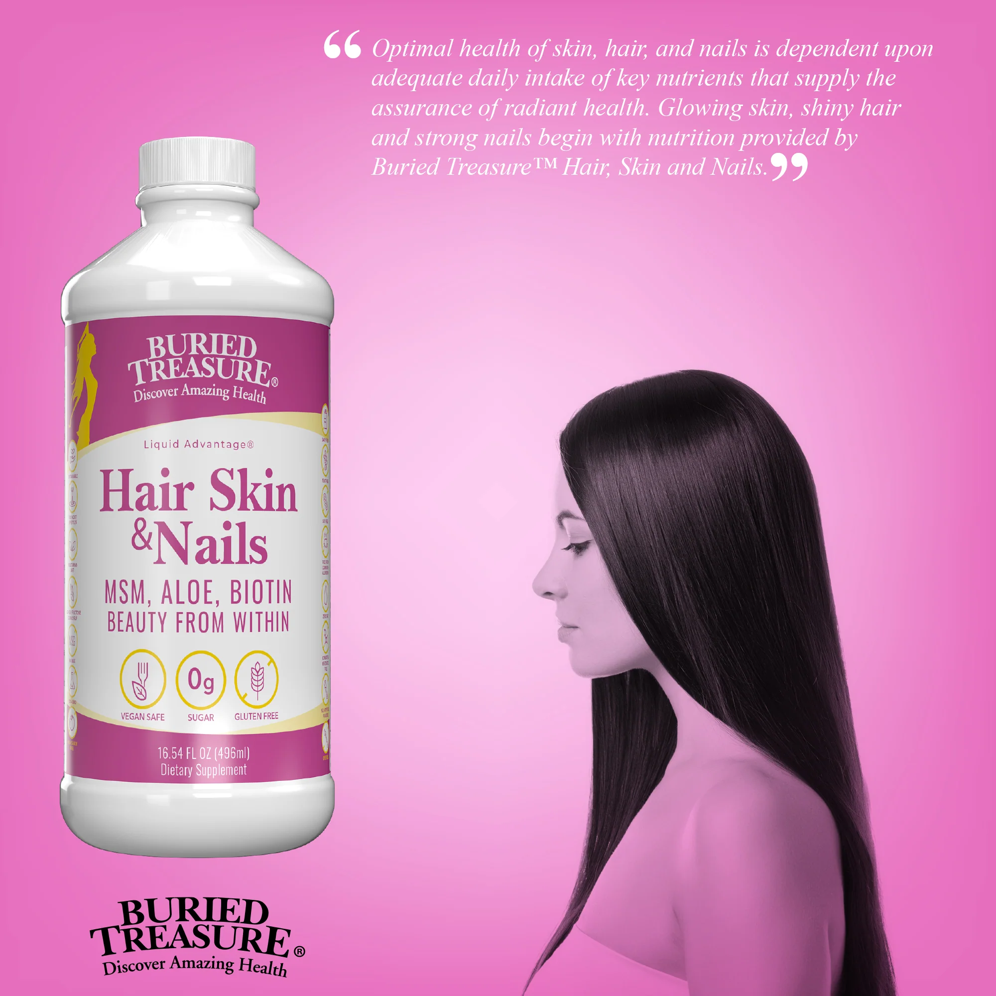 Hair, Skin & Nails– Nutritional Supplement for Daily Wellness, 16.54 fl oz - Image 5