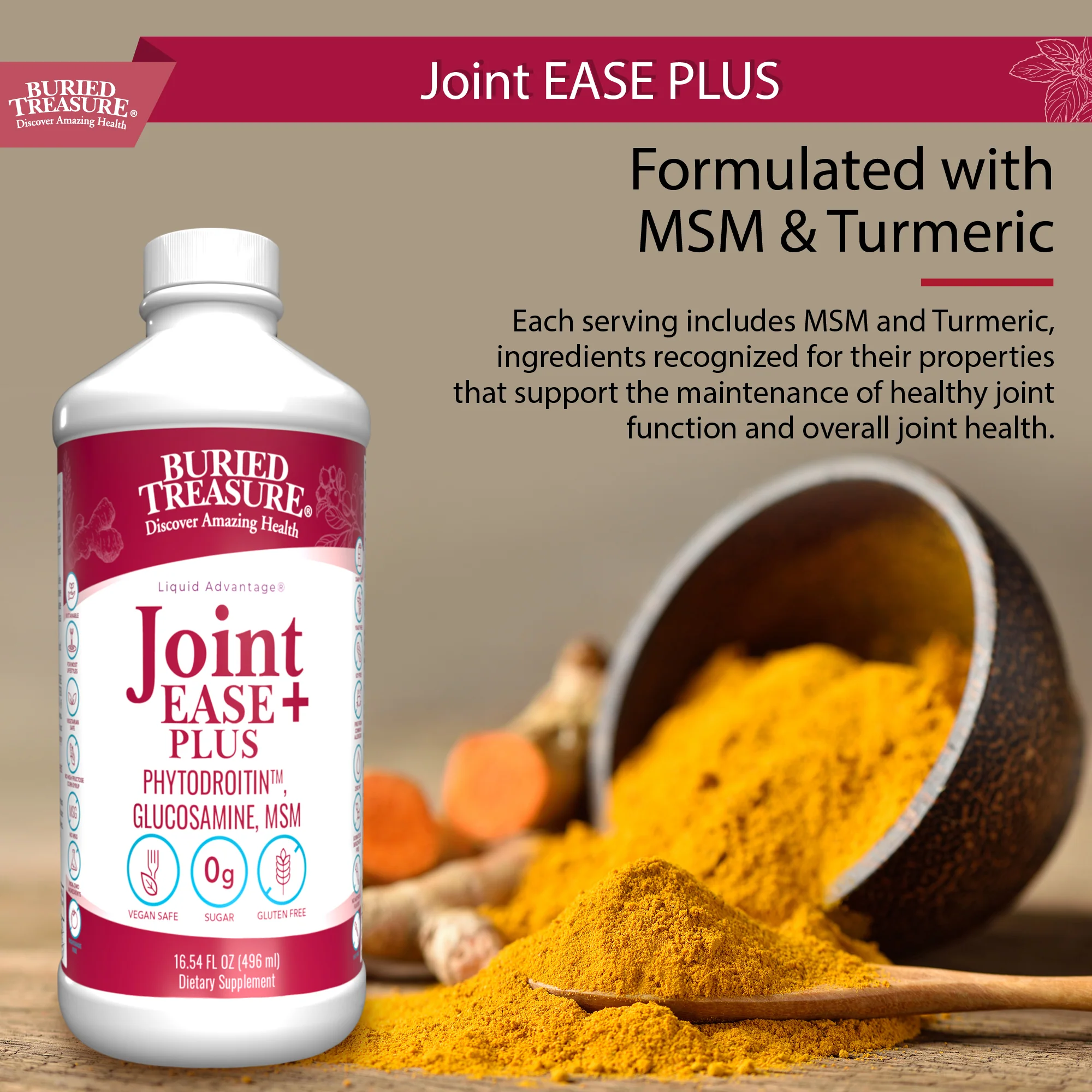 Joint Ease Plus – with Glucosamine, Chondroitin, MSM, and Turmeric, 16 fl oz - Image 7