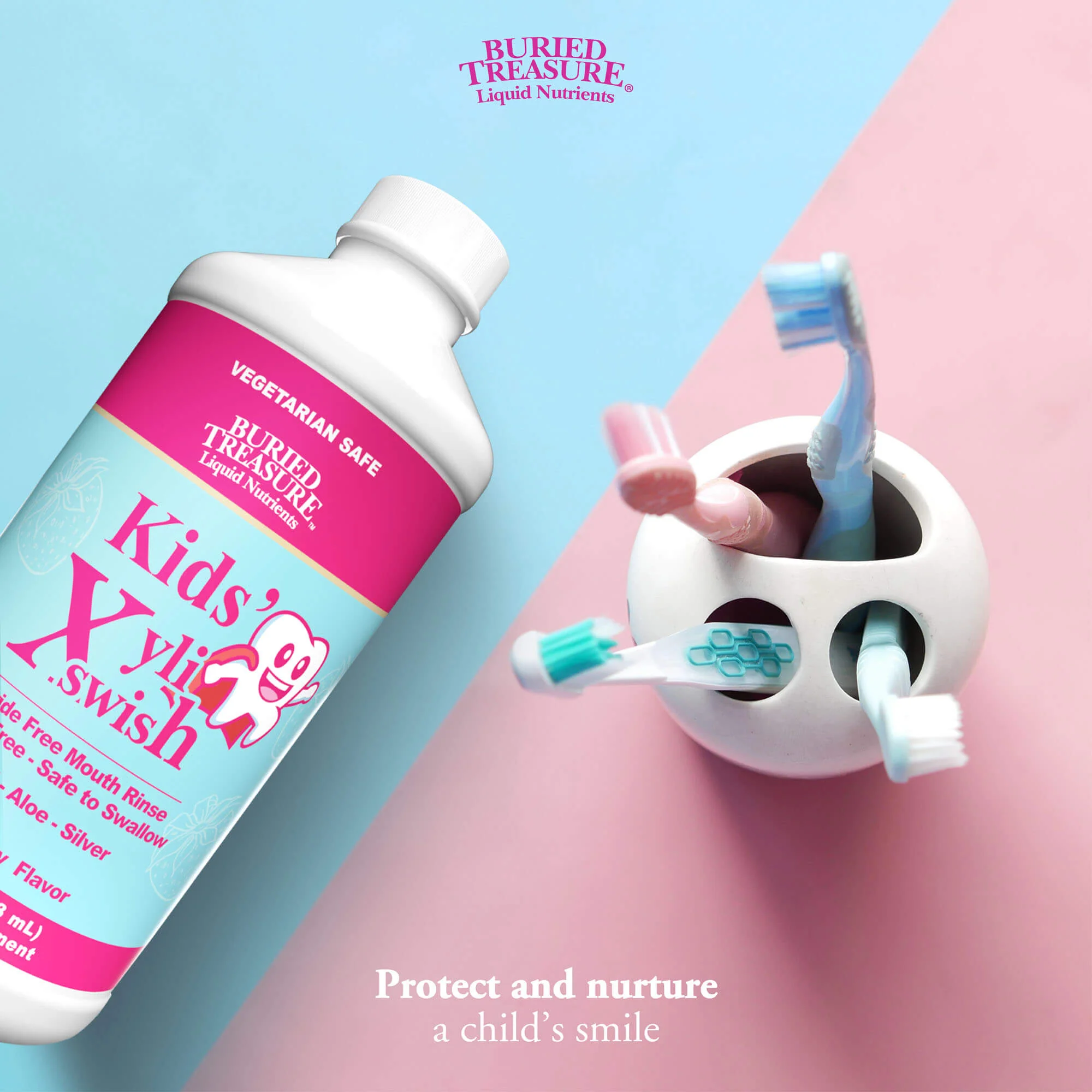 Kids' XyliSwish – All-Natural Strawberry-Flavored Mouth Rinse, 48 Servings - Image 4