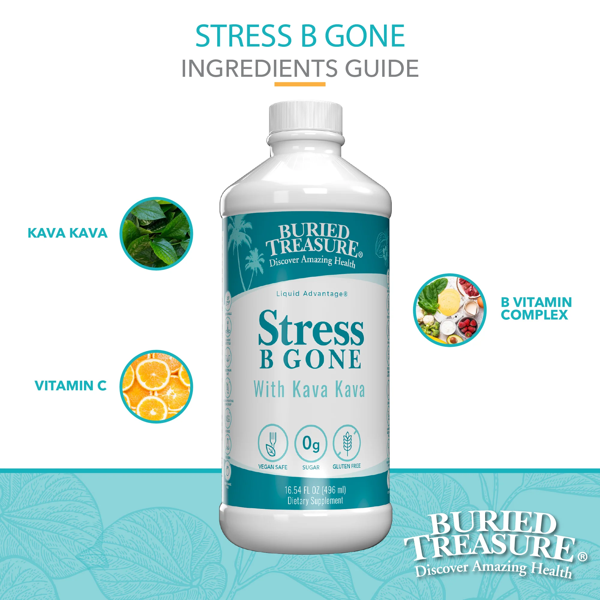 Stress B Gone Liquid Supplement, with B-Complex Vitamins & Herbal Blend, 16 servings - Image 6